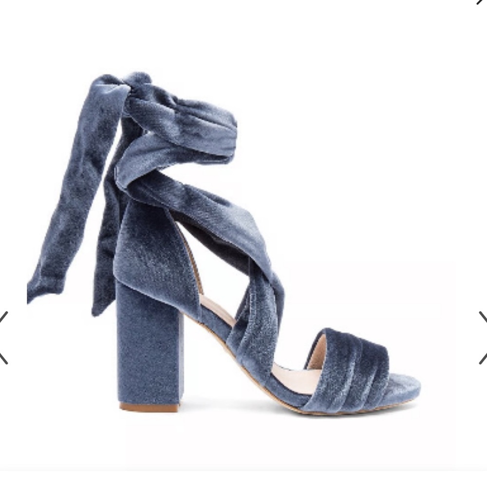 RAYE Mia Velvet Blue Strappy Lace Up Heels